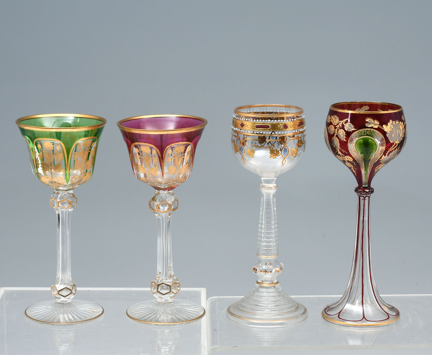 4 PC.ENAMELED CHALICES ATTRIBUTED