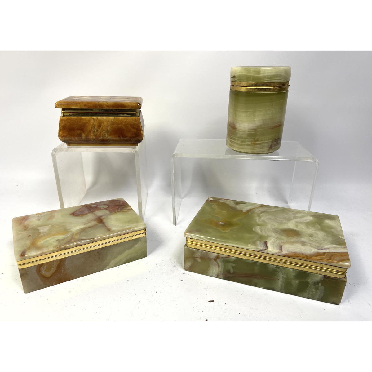 4 pcs Agate Covered Boxes. Italian.