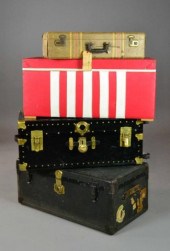 (4) PCS. ANTIQUE TRAVEL TRUNKS