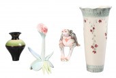 (4) Pcs art pottery, c/o minia
