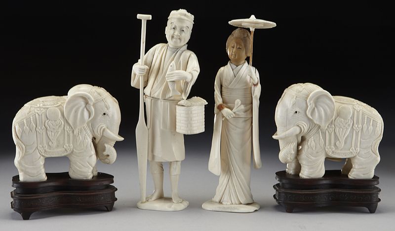 4 Pcs. Asian carved ivory