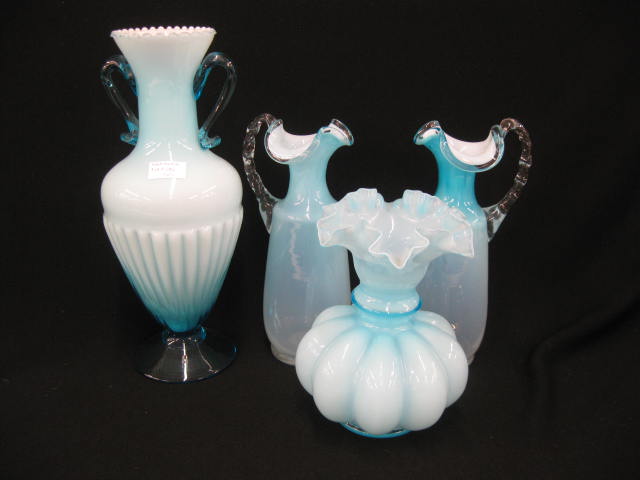 4 pcs. Blue Art Glass pair of