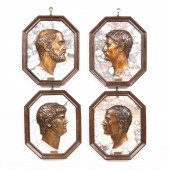 4 PCS, BRONZE & MARBLE ROMAN E