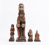 4 PCS, CARVED & PAINTED SANTOS
