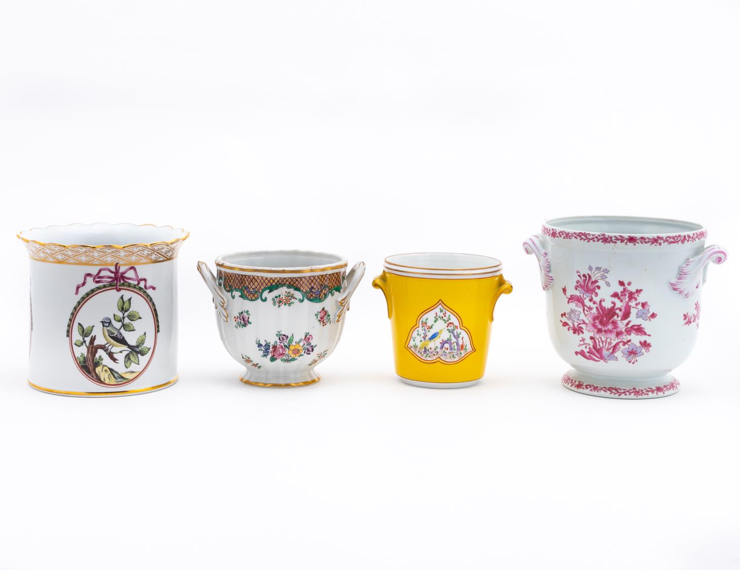 4 PCS, CONTINENTAL FLORAL PORCELAIN