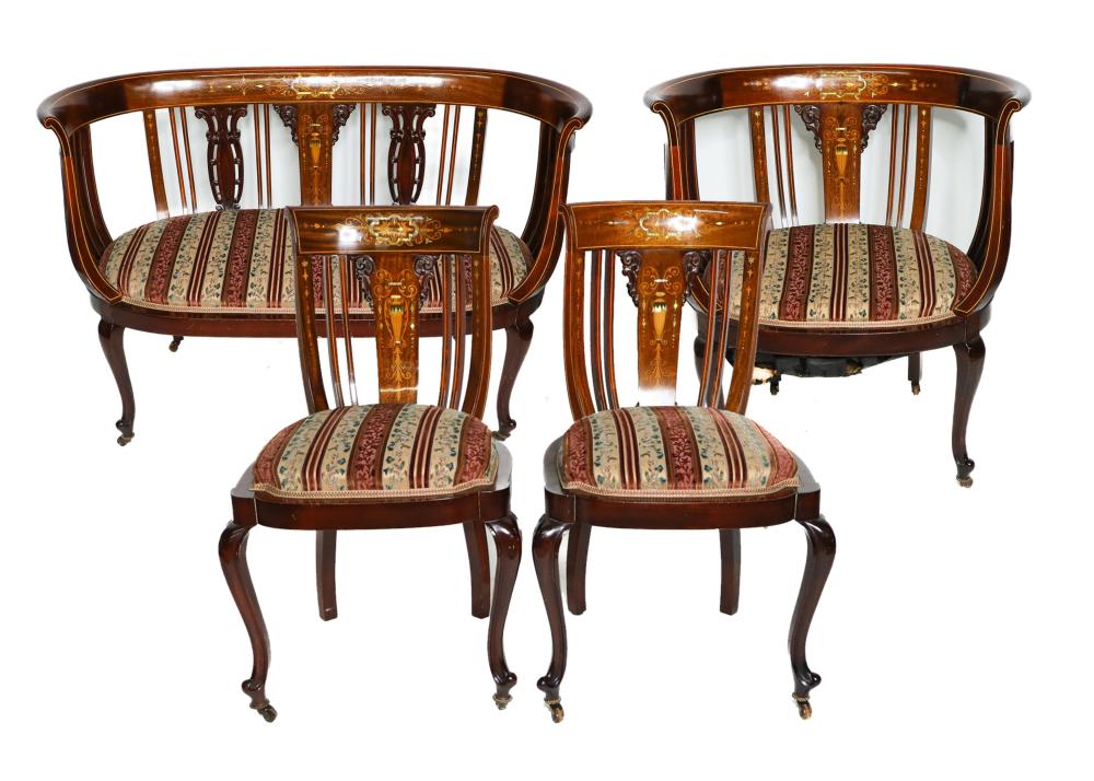 4 PCS EDWARDIAN MAHOGANY INLAID