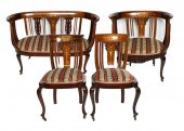 4 PCS EDWARDIAN MAHOGANY INLAI