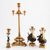 4 PCS, EMPIRE-STYLE GILT BRONZ