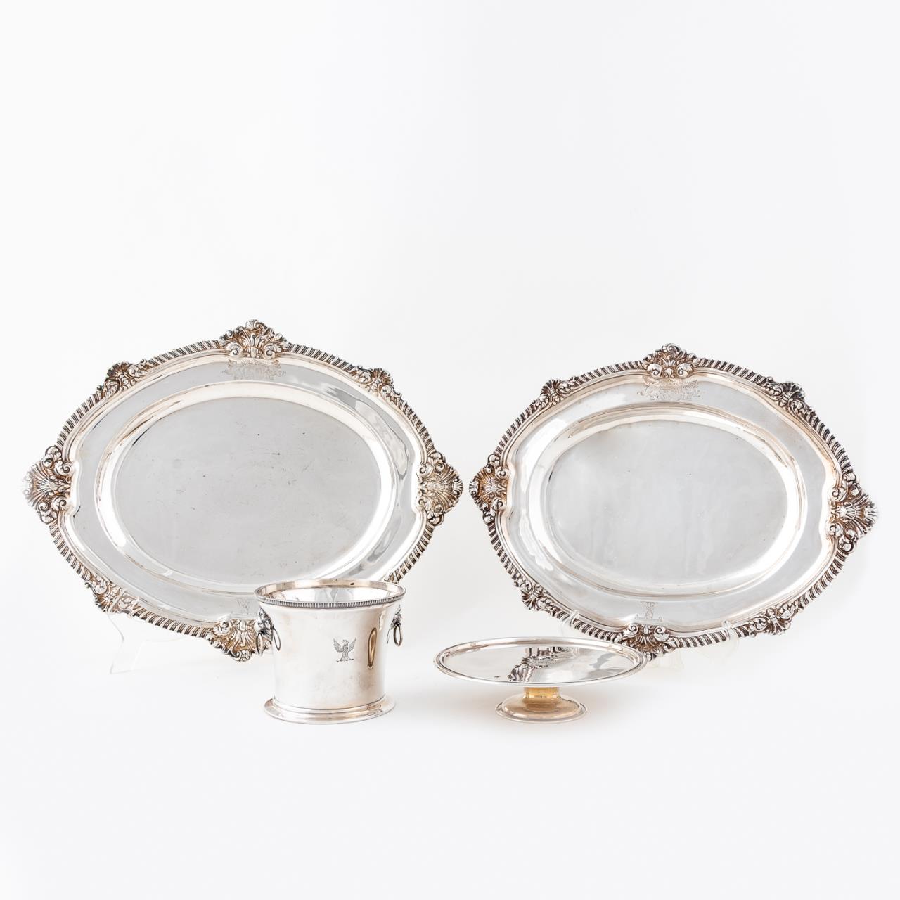 4 PCS ENGLISH SILVERPLATE TRAYS &