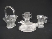 4 pcs. Glassware;Heisey basket