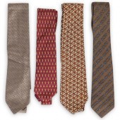 (4 PCS) HERMES SILK NECKTIE GR