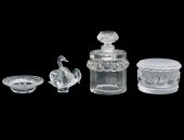 4 PCS. LALIQUE CRYSTAL W/ BIRD