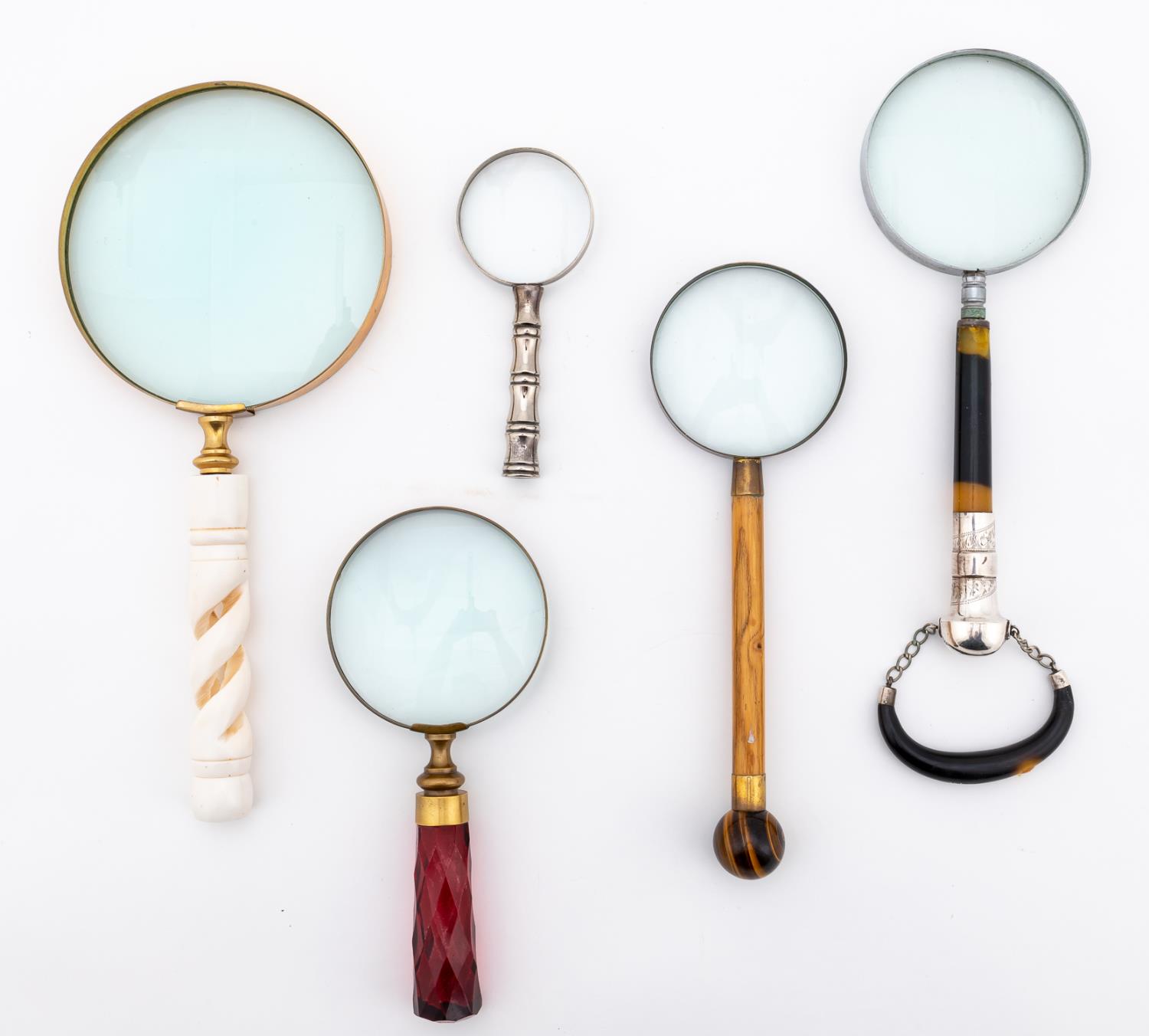 4 PCS, MAGNIFYING GLASSES, STERLING