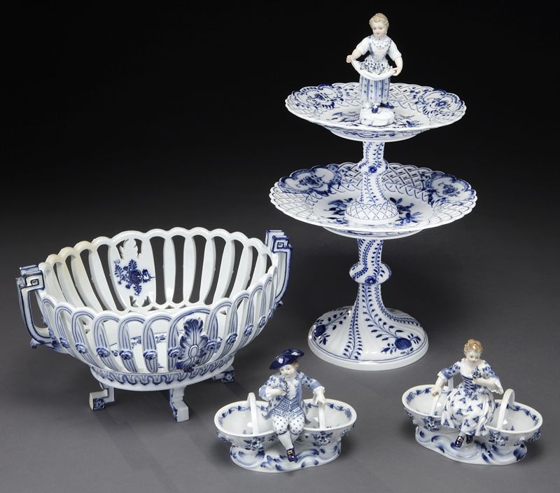4 Pcs. Meissen porcelain ''Blue