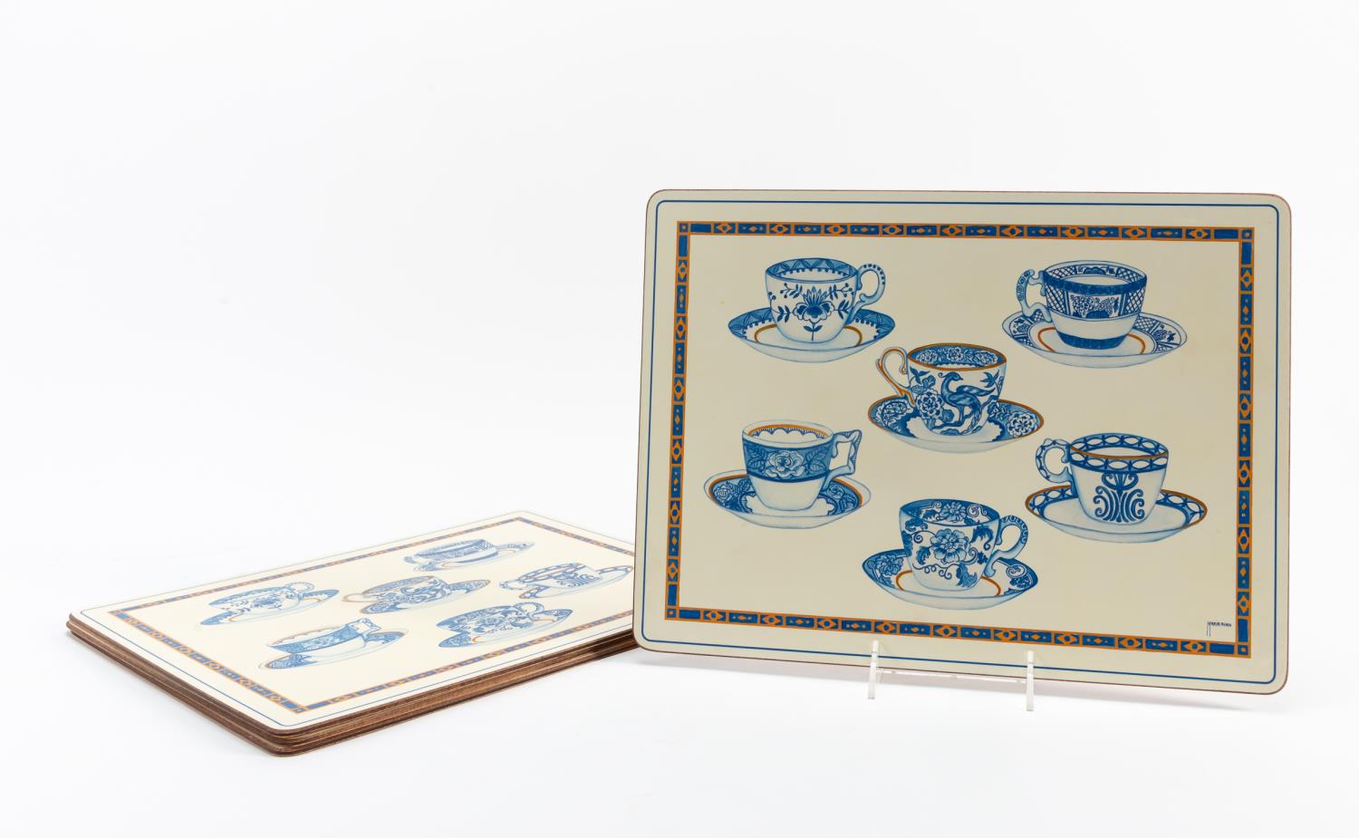 4 PCS, PIMPERNEL BLUE & WHITE