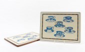 4 PCS, PIMPERNEL BLUE & WHITE