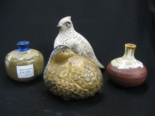 4 pcs. Pottery;2 small vases and