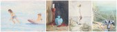 (4) Pcs, watercolor & print, s