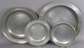 4 PERIOD PEWTER DISHESca. earl