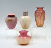 4 PIECE ART GLASS VASE & PITCH
