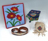4 PIECE BEADED BAGS AND BELT: