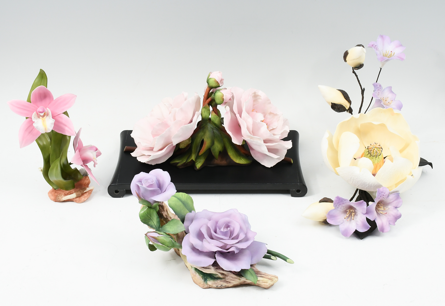 4-PIECE BOEHM PORCELAIN FLOWERS: