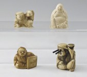 4 PIECE CARVED IVORY NETSUKE: