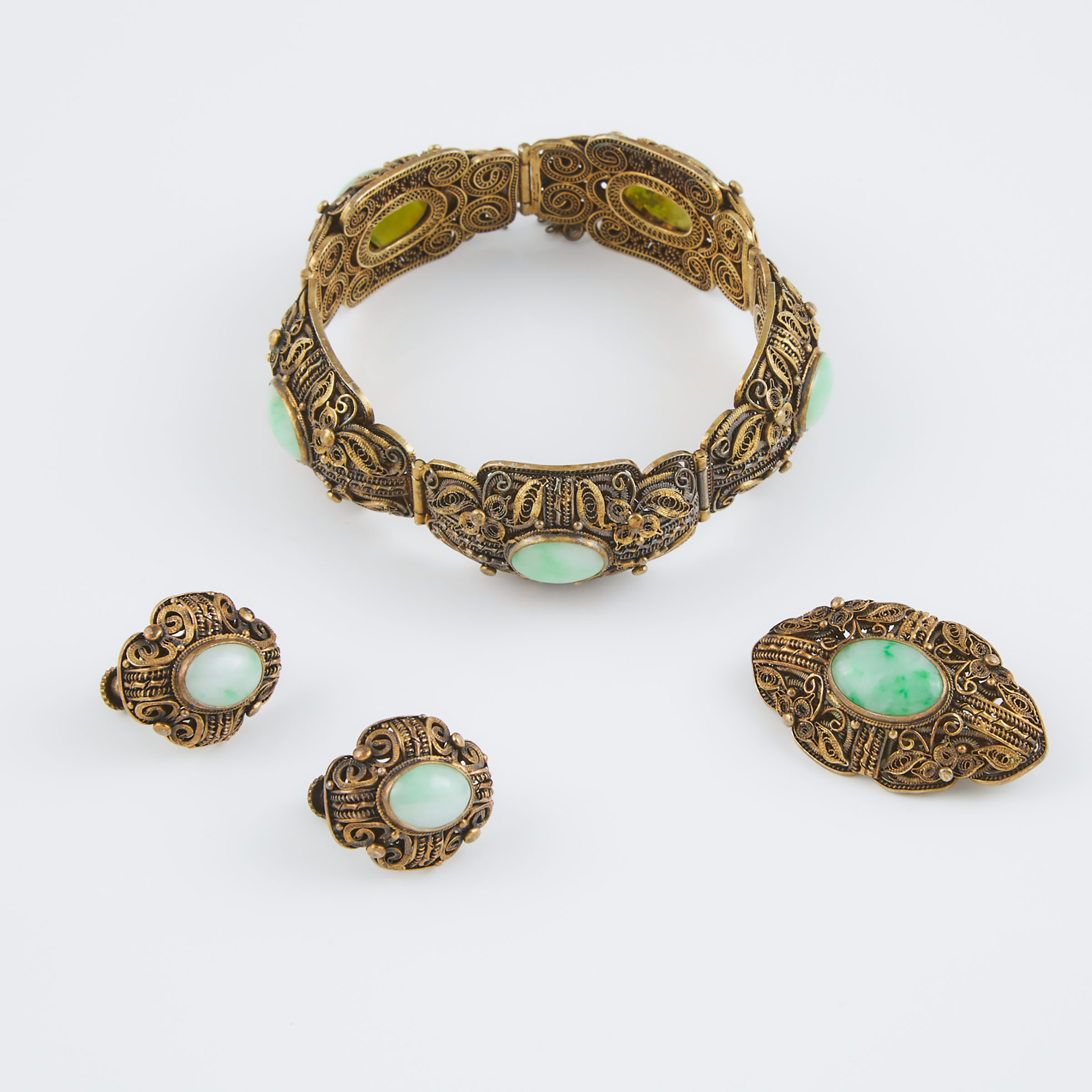 4-Piece Chinese Silver Gilt