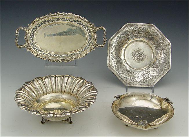 4 PIECE COLLECTION OF SILVER TRAYS: