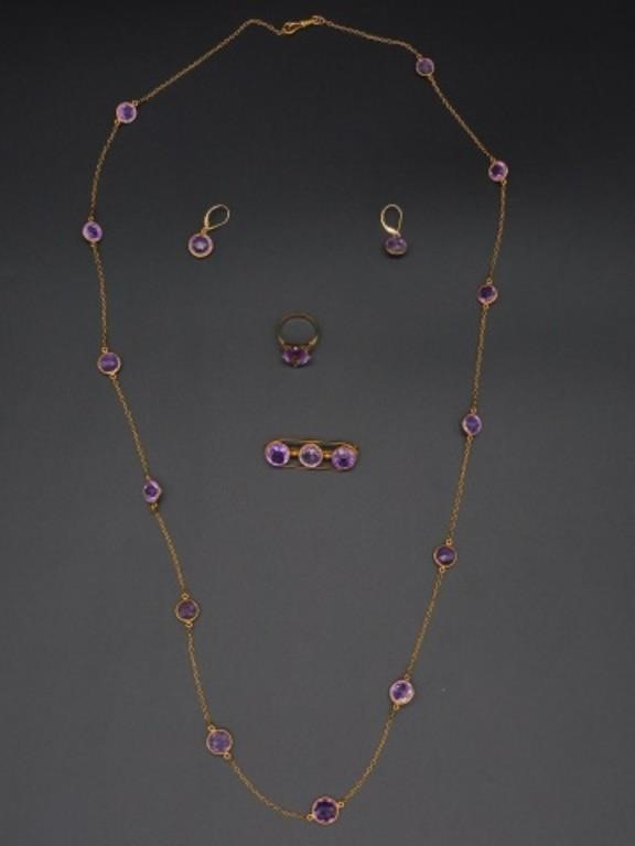 4-PIECE DEMI PARURE, 14KT AND