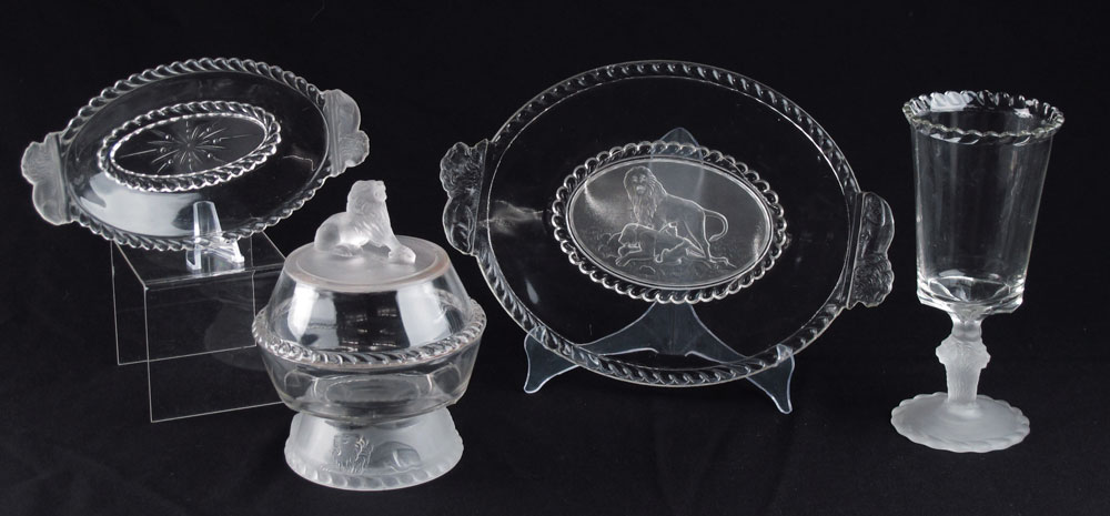4 PIECE EAPG GILLINDER LION HEAD