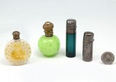 4 PIECE GLASS PERFUME BOTTLES: