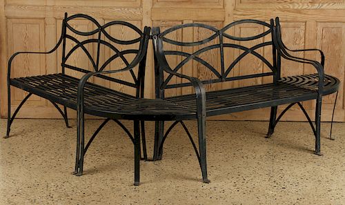4 PIECE IRON GARDEN SET 2 SETTEES 2