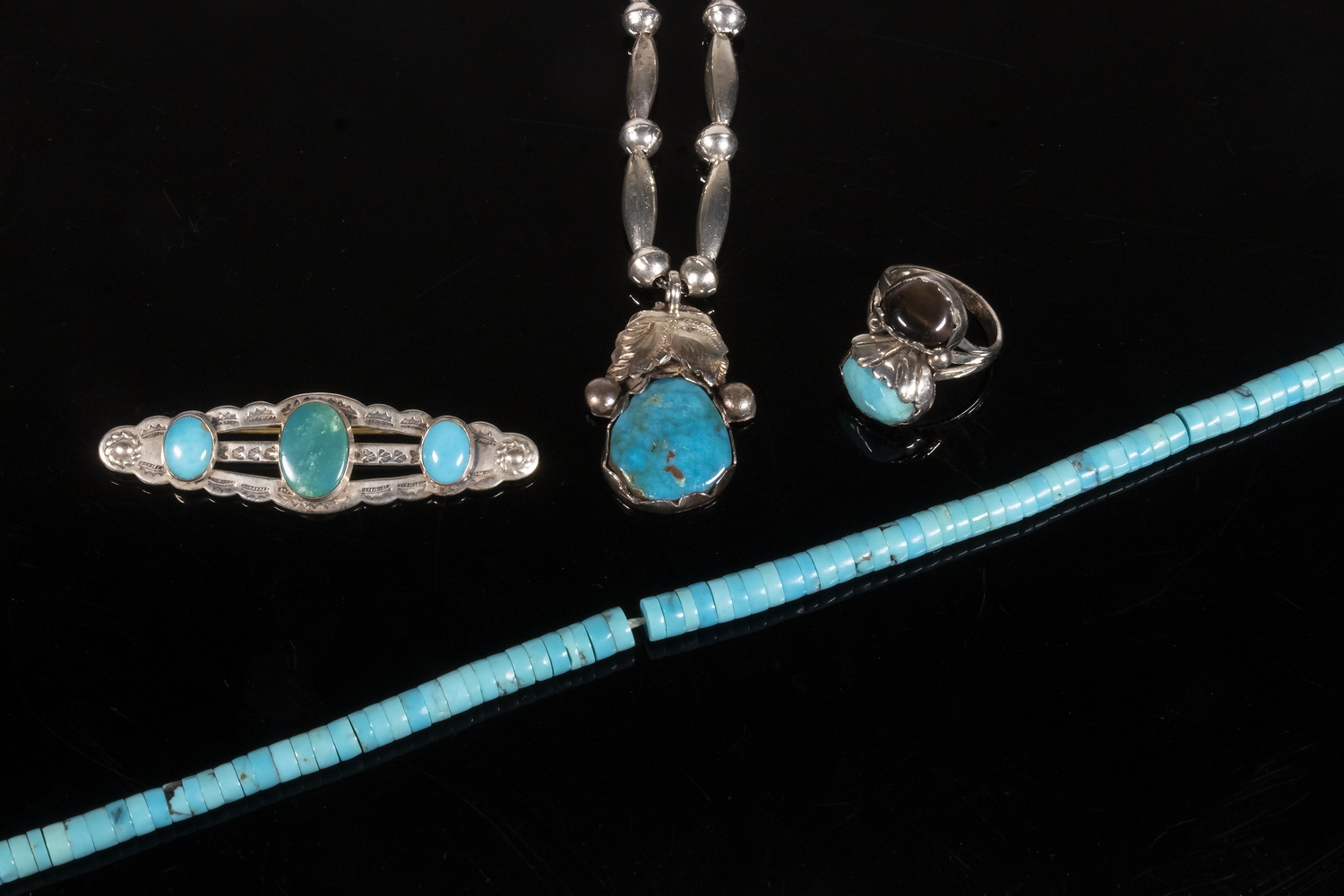 4 PIECE LOT OF STERLING NAVAJO