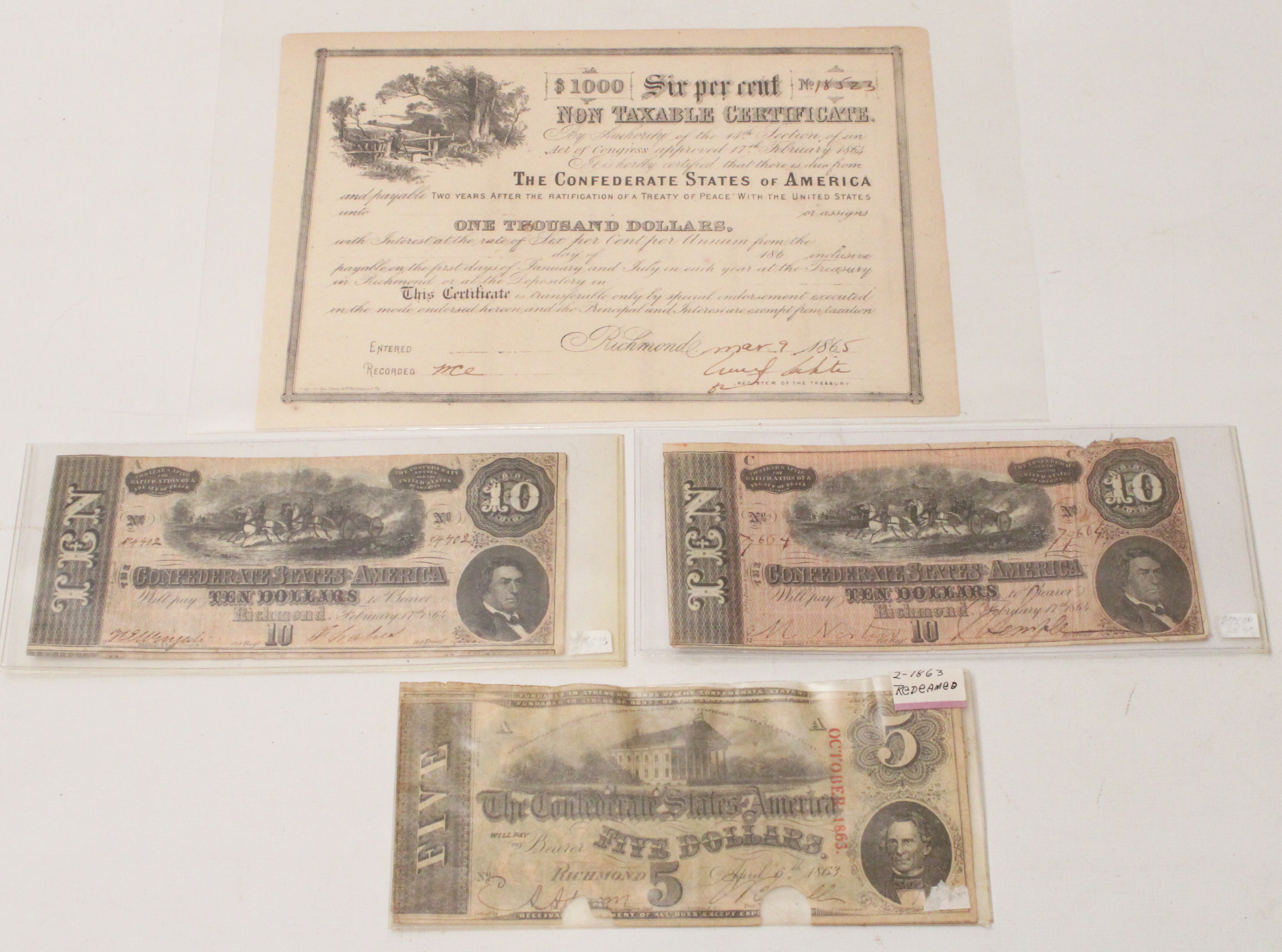 4 PIECE MISC. LOT OF CONFEDERATE