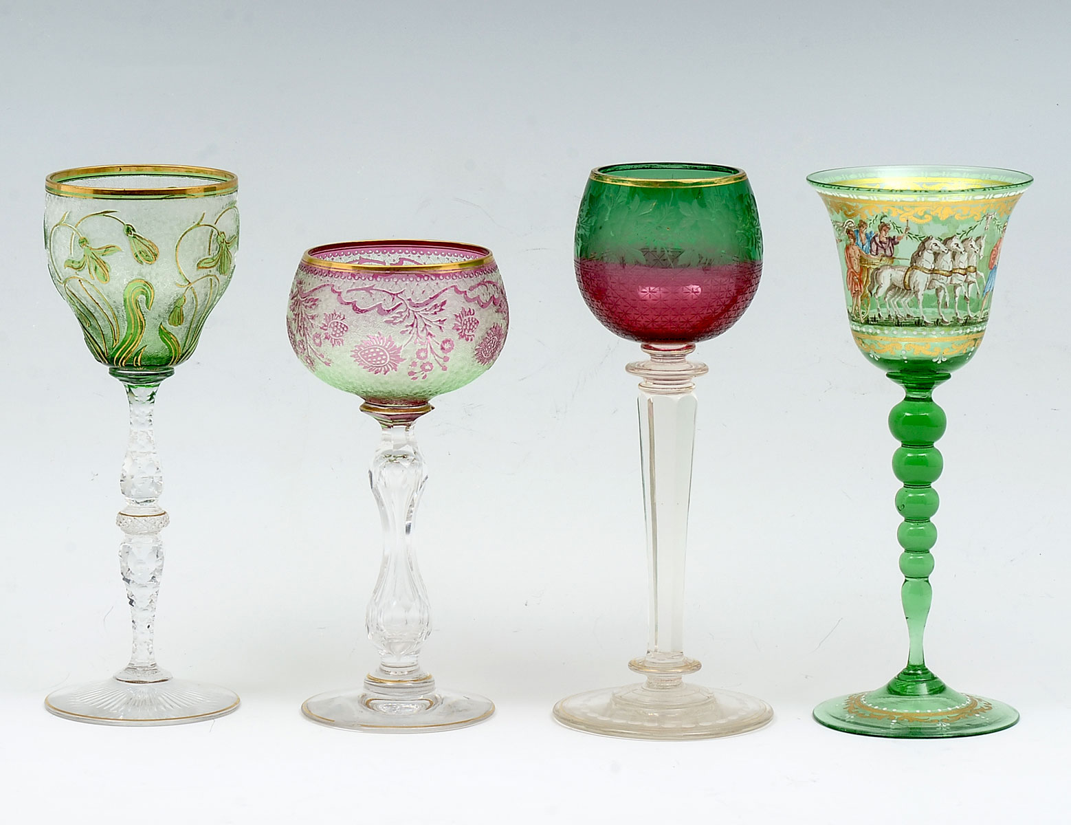 4 PIECE MOSER? ART GLASSES: