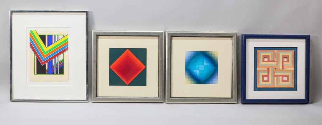 4 PIECE OP ART LOT4 piece Op Art