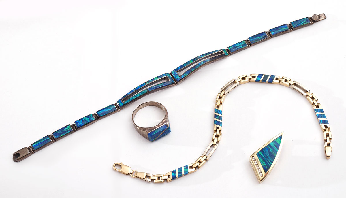 4 PIECE OPAL 14K AND STERLING