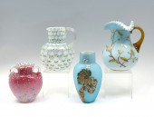 4 PIECE VICTORIAN ART GLASS PI