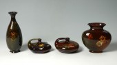 4 PIECE WELLER ART POTTERY VAS