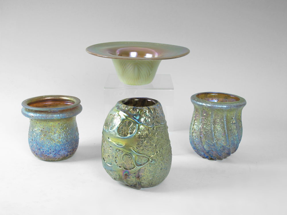 4 PIECE ZEPHYR IRIDESCENT ART GLASS