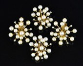 (4) Pieces 10K Gold Pearl & Di