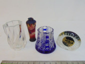 4 PIECES ART GLASS, CAMEO ACID