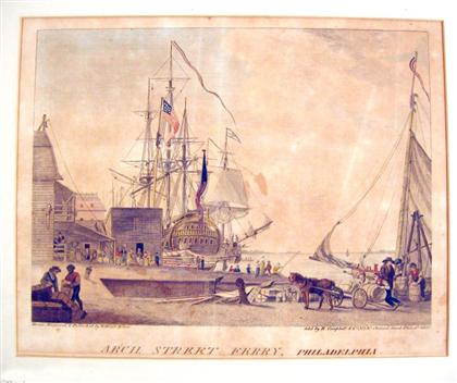 4 pieces.  Hand-Colored Engravings.