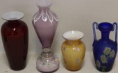 4 PIECES OF ART GLASS, PROBABL