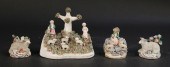 4 PIECES STAFFORDSHIRE PORCELA
