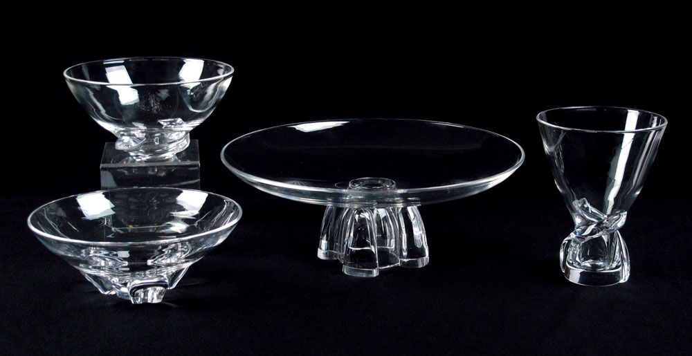 4 PIECES STEUBEN CRYSTAL: To