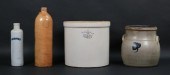 4 PIECES STONEWARE CROCKS, BOT