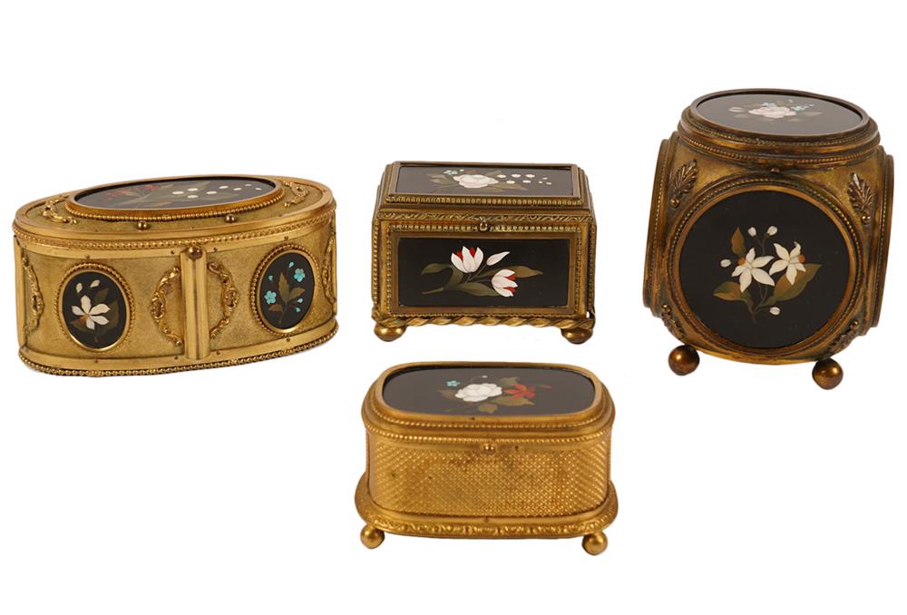 4 PIETRA DURA & GILT BRONZE
