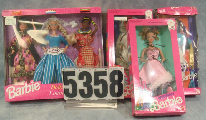 4 Pink Boxed barbie Dolls, MIB,